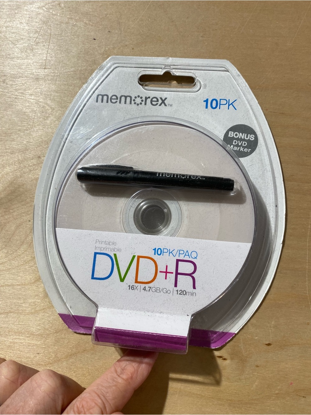 Memorex Printable DVD+R 10-Pack with Bonus Black DVD Marker (SZ) - Picture 3 of 9